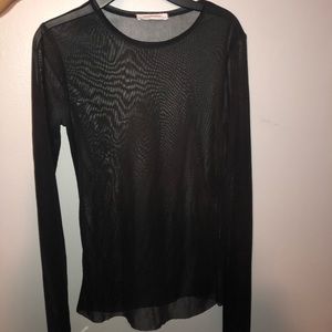Mesh see-through black long sleeve top